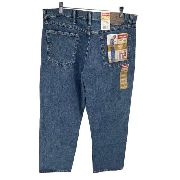 Wrangler Mens 5 Star Relaxed Fit Jeans Denim Cotton Medium Wash Blue Size 36x30 - Picture 4 of 11